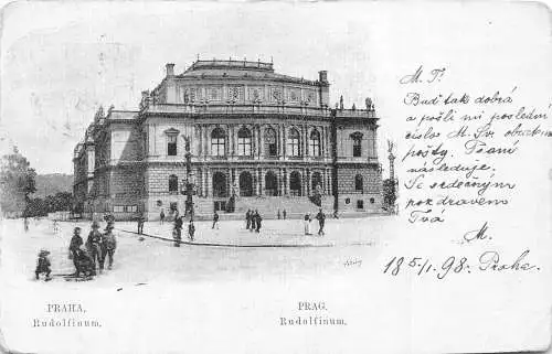 A063 Tschechien 1898 Prag Praha Rudolfinum Gebäude Schloss Vintage Postkarte