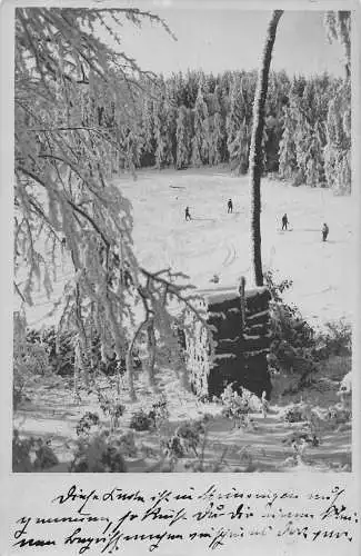 A063 Deutschland 1909 Skipiste Piste Schnee bei Esslingen am Neckar Vintage Postkarte