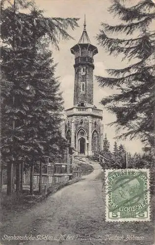 A063 Deutschland 1915 Feldpost 1. Weltkrieg Stephanshöhe Böhmen Turm Postkarte