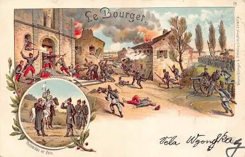 L003 Deutschland 1899 Le Bourget Schlacht Militär Litho Postkarte