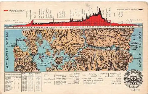 A880 US Karte mit Ausgrabungen in Kanalzone Isthmus von Panama Karte Postkarte