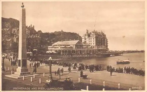 A884 Wales 1931 Llandudno Promenade and Pier Vintage Postkarte