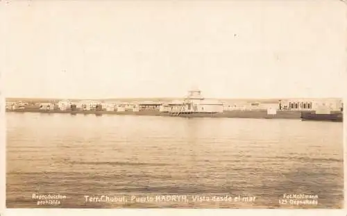 A879 Argentina Terr Chubut Puerto Madryn Meerblick RPPC Vintage Postkarte