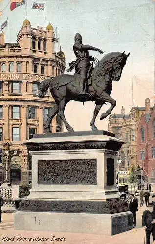 A882 England Black Prince Statue Leeds 1910 Vintage Postkarte