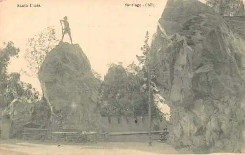 A879 Chile Santiago Santa Lucia Felsen Vintage Postkarte