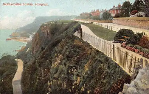 A883 England Babbacombe Downs Torquay Vintage Postkarte