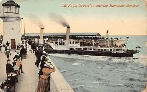A884 England 1911 Royal SOvereign Steamboat betritt Ramsgate Harbour Postkarte