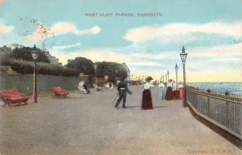 A884 England 1906 West Cliff Parade Ramsgate Vintage Postkarte