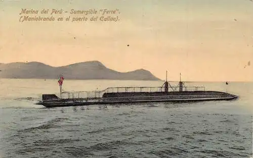 A879 Peru Marine Sumergible Ferre U-Boot Vintage Postkarte