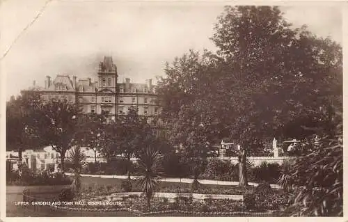 A883 England Upper Gardens and Town Hall Bournemouth RPPC Postkarte