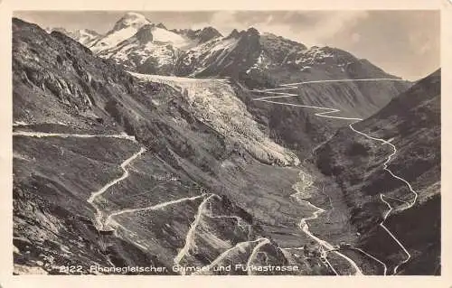 L309 Schweiz 1923 Rhonegletscher Grimsel und Furkstrasse Vintage Postkarte