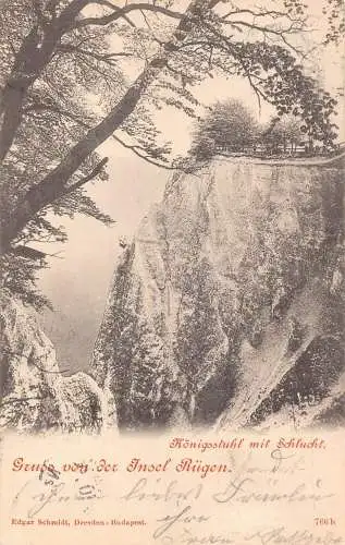 L308 Deutschland 1900 Gruss von der Insel Rügen Königsstuhl mit Schlucht Postkarte