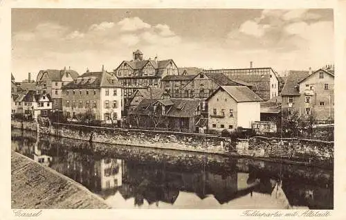 L316 Deutschland Kassel Fuldapartie mit Altstadt Vintage Postkarte