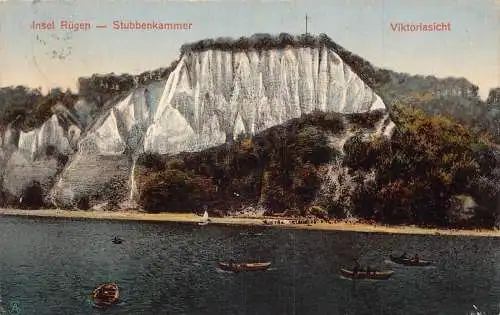 L317 Deutschland 1926 Insel Rügen Stubbenkammer Viktoriasicht Boot Vintage Postkarte