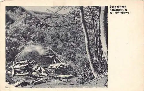 L316 Deutschland Brennender kohlenmeiler bei Oberkirche Wald Wald Postkarte