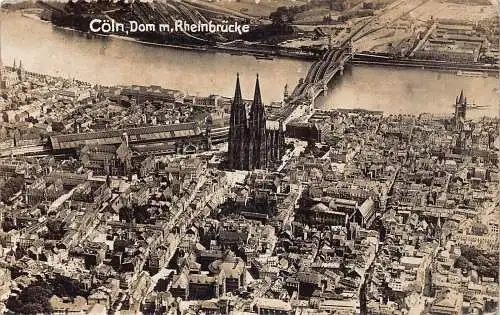 L317 Deutschland Köln Kathedrale und Rheinbrückebrücke Vintage Postkarte