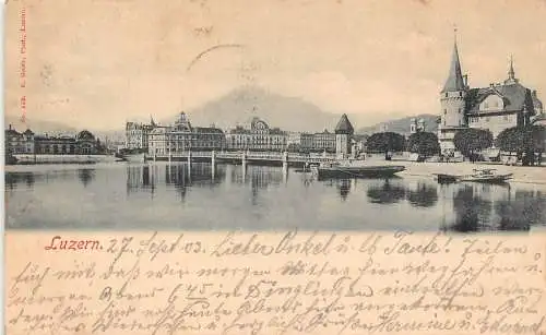 L309 Schweiz Luzern 1903 Panorama Vintage Postkarte