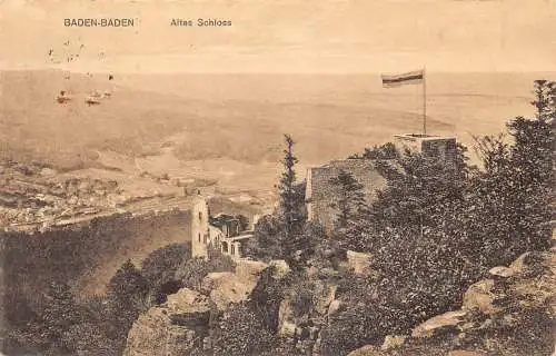 L317 Deutschland 1915 Feldpost 1. Weltkrieg Baden-Baden Altes Schloss Schloss Vintage Postkarte