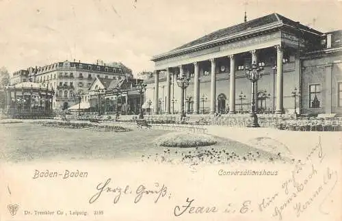 L317 Deutschland 1902 Baden-Baden Gesprächshaus alte Postkarte
