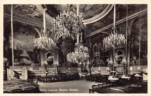 L318 Deutschland 1934 Baden-Baden Spiel-Casino Innenraum Vintage Postkarte