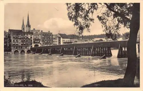 L318 Deutschland Wasserburg a Rheinbrücke RPPC Vintage Postkarte