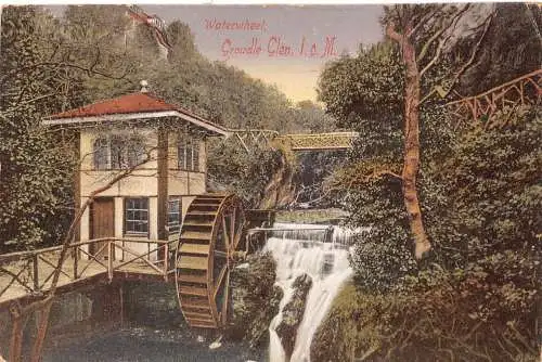 A888 England 1924 Waterwheel Groudle Glen Isle of Man Watermill Vintage Postkarte