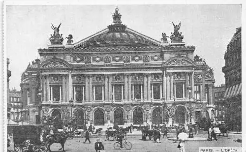 L307 Frankreich Paris Opernhaus Kutschen Fahrräder Oldtimer Postkarte