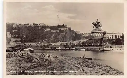 L308 Deutschland 1934 Koblen a Rh Festung Ehrenbreitstein Statue Wilhelm Postkarte