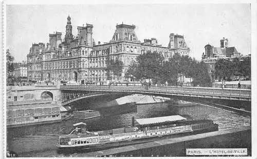 L307 Frankreich Paris 'Hotel de Ville Byrah Dampfschiff Brücke Vintage Postkarte
