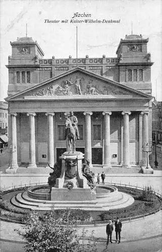 L308 Deutschland 1915 Feldpost 1. Weltkrieg Theater Kaiser Wilhelm Denkmal Aachen Postkarte