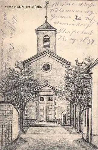 L307 Frankreich 1915 Feldpost 1. Weltkrieg Kirche in St. Hilaire le Petit Vintage Postkarte