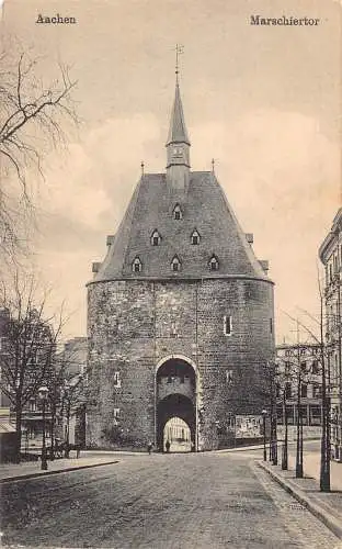L308 Deutschland 1916 Feldpost 1. Weltkrieg Marschiertor Aachen Postkarte