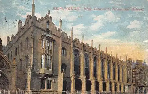 A890 England 1905 Birmingham King Edward's Grammar School Vintage Postkarte