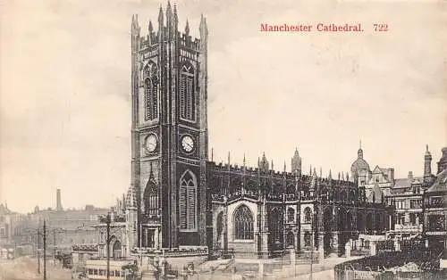 A890 England Manchester Cathedral Vintage Postkarte