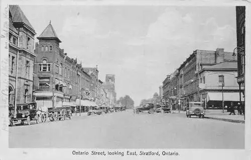 A892 Kanada Ontario Street Looking East Stratford Autos Vintage Postkarte