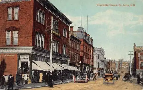 A892 Kanada Charlotte Street St John New Brunswick Geschäfte Vintage Postkarte