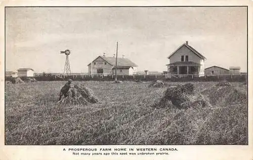A892 Kanada wohlhabendes Bauernhaus im West Hay Feld Vintage Postkarte