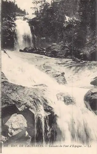 C014 Frankreich, Env. de Cauterets Cascade du Pont d'Espagne Vintage Postkarte