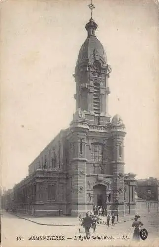 C013 Frankreich, Armentieres l'Eglise Saint-Roch Vintage Postkarte
