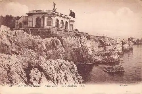 C016 Frankreich, Cap D'Antibes Eden Roc Le Pavillon 1923 Vintage Postkarte