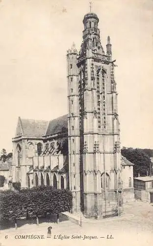 C012 Frankreich Compiegne L'Eglise Saint Jacques 1907 alte Postkarte