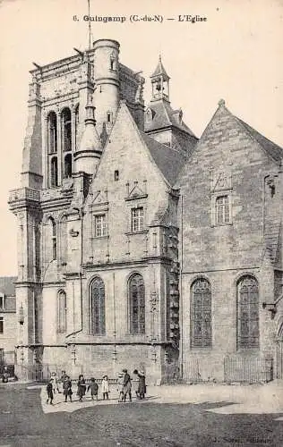 C010 Frankreich, Guingamp L'eglise Vintage Postkarte