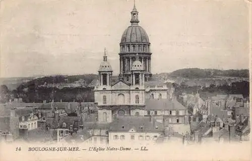 C016 Frankreich, Boulogne Sur Mer L'Eglise Notre-Dame Vintage Postkarte