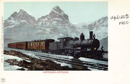 A894 Schweiz Gotthard Express Dampfbahn Eisenbahn Litho Postkarte