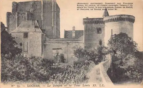 C014 Frankreich, Loches Le Donjon et la Tour Louis XI Vintage Postkarte