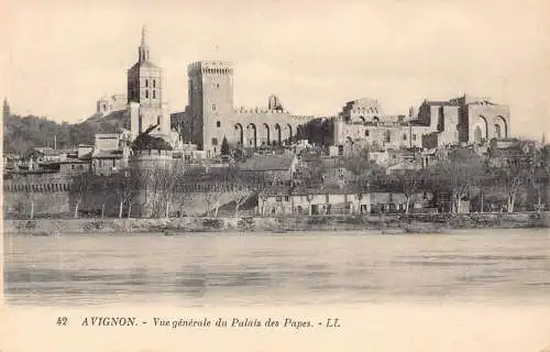 C014 Frankreich, Avignon Vue Generale du Palais des Papes Vintage Postkarte