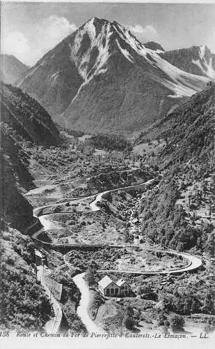 C014 Frankreich, Route et Chemin de Fer de Pierrefitte a Cauterets alte Postkarte