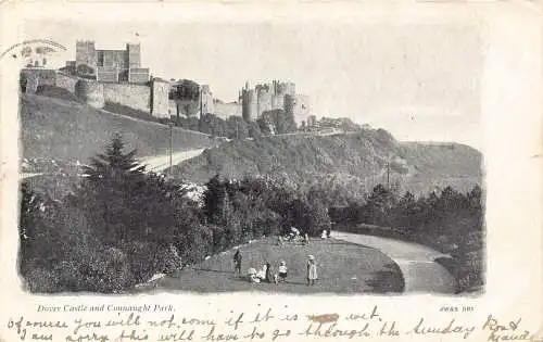 A886 England 1908 Dover Castle and Connaught Park Vintage Postkarte