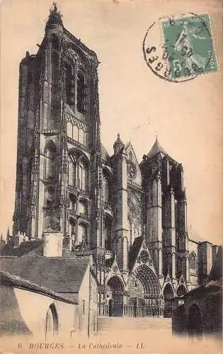 C012 Frankreich Bourges la Cathedrale Vintage Postkarte