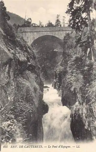 C014 Frankreich, Env. de Cauterets Le Pont d'Espagne Vintage Postkarte